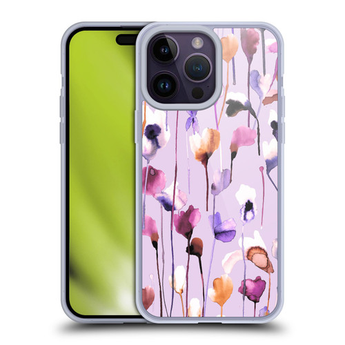Ninola Lilac Floral Watery Flowers Purple Soft Gel Case for Apple iPhone 14 Pro Max