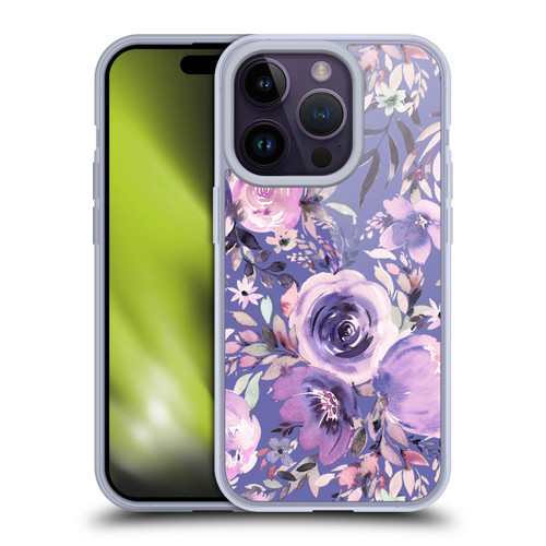 Ninola Lilac Floral Pastel Peony Roses Soft Gel Case for Apple iPhone 14 Pro