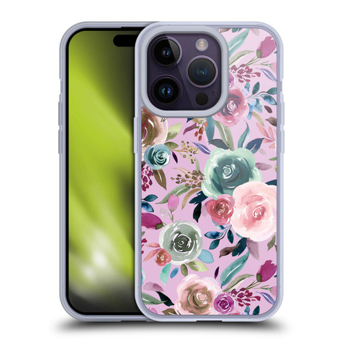 Ninola Lilac Floral Sweet Roses Soft Gel Case for Apple iPhone 14 Pro