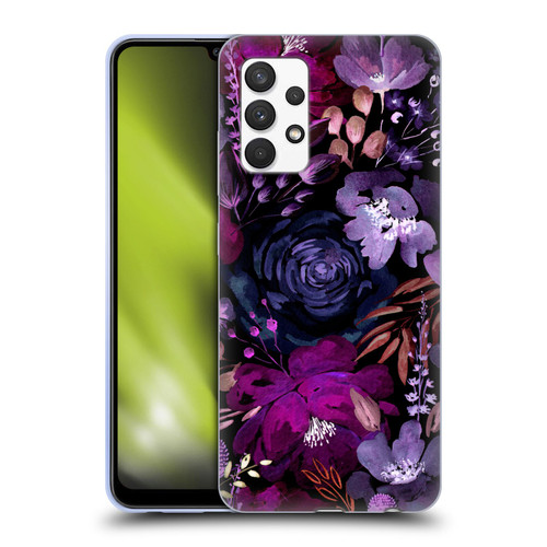 Anis Illustration Graphics Floral Chaos Purple Soft Gel Case for Samsung Galaxy A32 (2021)