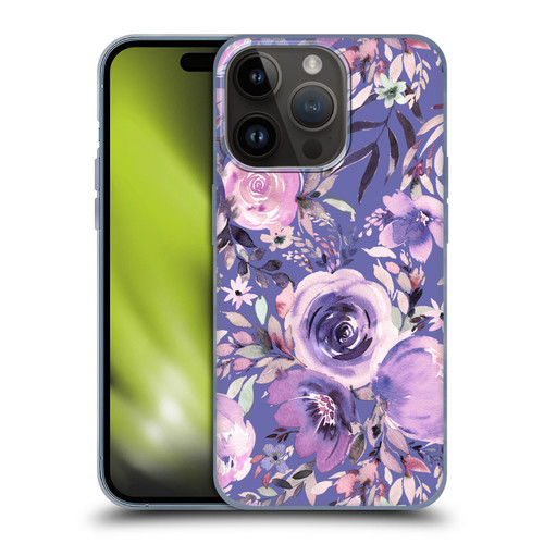 Ninola Lilac Floral Pastel Peony Roses Soft Gel Case for Apple iPhone 15 Pro