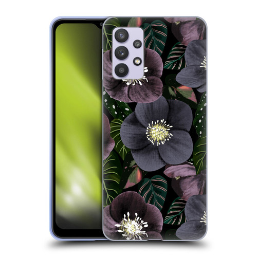 Anis Illustration Graphics Dark Flowers Soft Gel Case for Samsung Galaxy A32 5G / M32 5G (2021)