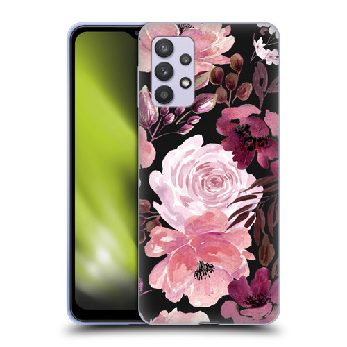 Anis Illustration Graphics Floral Chaos Dark Pink Soft Gel Case for Samsung Galaxy A32 5G / M32 5G (2021)