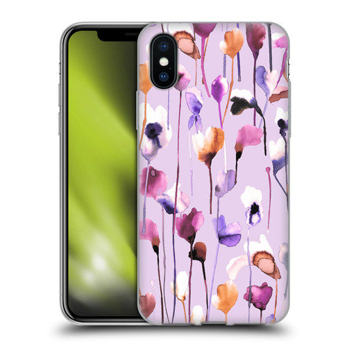 Ninola Lilac Floral Watery Flowers Purple Soft Gel Case for Apple iPhone X / iPhone XS