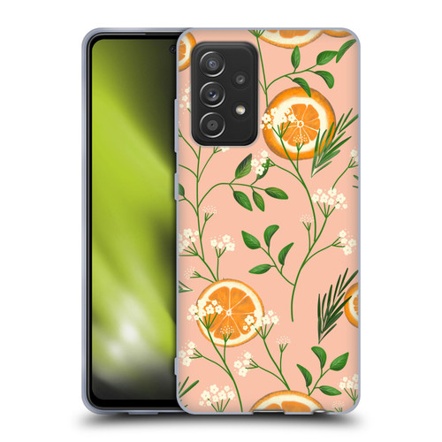 Anis Illustration Graphics Elderflower Orange Pastel Soft Gel Case for Samsung Galaxy A52 / A52s / 5G (2021)