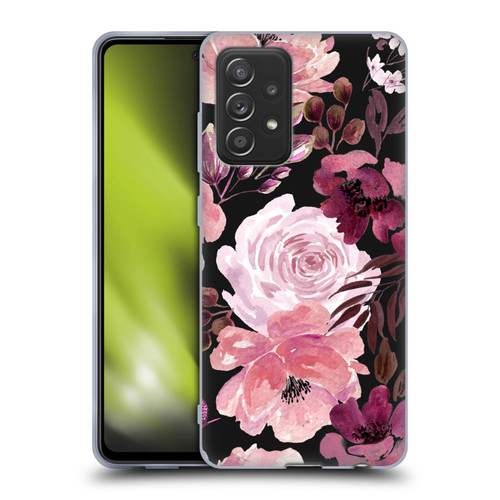 Anis Illustration Graphics Floral Chaos Dark Pink Soft Gel Case for Samsung Galaxy A52 / A52s / 5G (2021)