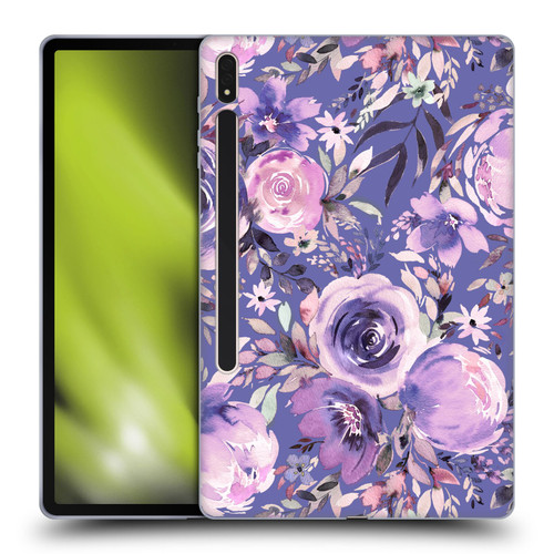 Ninola Lilac Floral Pastel Peony Roses Soft Gel Case for Samsung Galaxy Tab S8 Plus