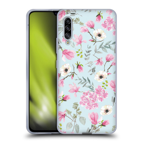 Anis Illustration Graphics Romantic Pattern Light Blue Soft Gel Case for Samsung Galaxy A90 5G (2019)