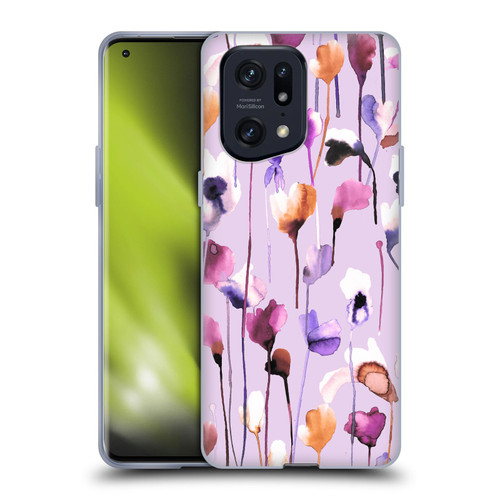 Ninola Lilac Floral Watery Flowers Purple Soft Gel Case for OPPO Find X5 Pro