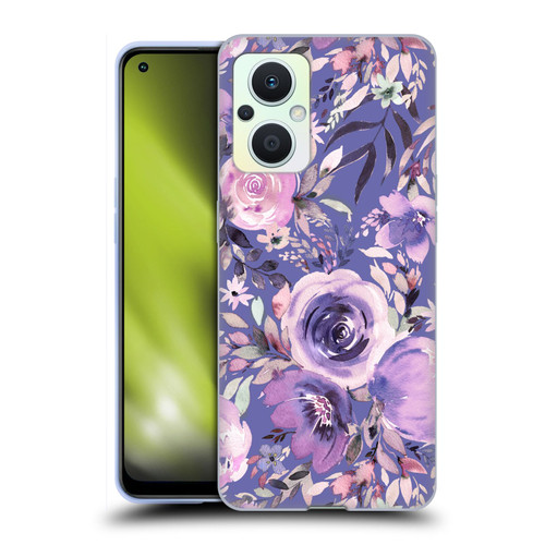 Ninola Lilac Floral Pastel Peony Roses Soft Gel Case for OPPO Reno8 Lite