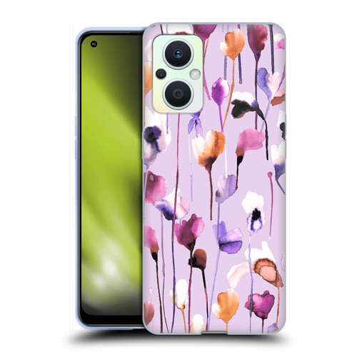 Ninola Lilac Floral Watery Flowers Purple Soft Gel Case for OPPO Reno8 Lite