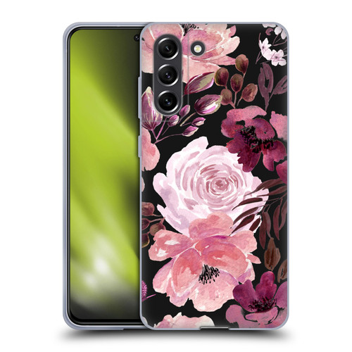 Anis Illustration Graphics Floral Chaos Dark Pink Soft Gel Case for Samsung Galaxy S21 FE 5G