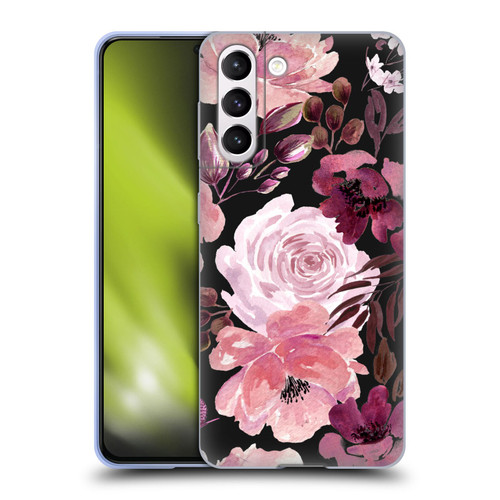 Anis Illustration Graphics Floral Chaos Dark Pink Soft Gel Case for Samsung Galaxy S21 5G