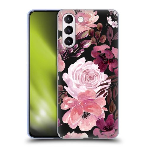 Anis Illustration Graphics Floral Chaos Dark Pink Soft Gel Case for Samsung Galaxy S21+ 5G