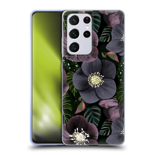 Anis Illustration Graphics Dark Flowers Soft Gel Case for Samsung Galaxy S21 Ultra 5G