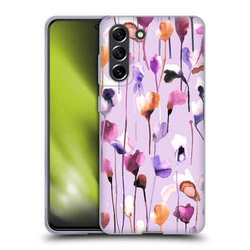 Ninola Lilac Floral Watery Flowers Purple Soft Gel Case for Samsung Galaxy S21 FE 5G