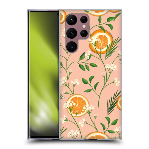 Anis Illustration Graphics Elderflower Orange Pastel Soft Gel Case for Samsung Galaxy S22 Ultra 5G
