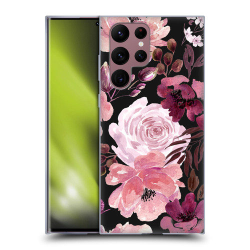 Anis Illustration Graphics Floral Chaos Dark Pink Soft Gel Case for Samsung Galaxy S22 Ultra 5G