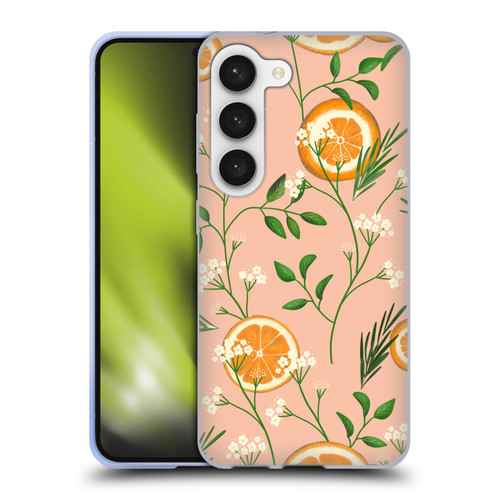 Anis Illustration Graphics Elderflower Orange Pastel Soft Gel Case for Samsung Galaxy S23 5G