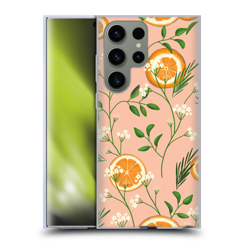 Anis Illustration Graphics Elderflower Orange Pastel Soft Gel Case for Samsung Galaxy S23 Ultra 5G