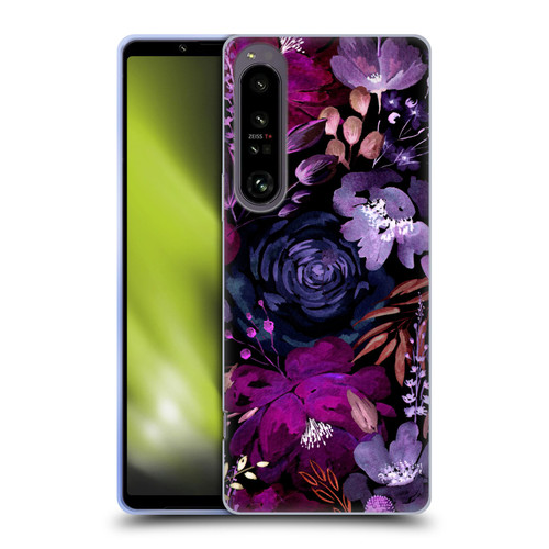 Anis Illustration Graphics Floral Chaos Purple Soft Gel Case for Sony Xperia 1 IV