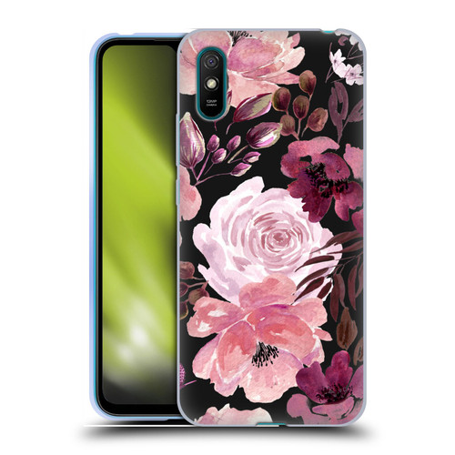Anis Illustration Graphics Floral Chaos Dark Pink Soft Gel Case for Xiaomi Redmi 9A / Redmi 9AT
