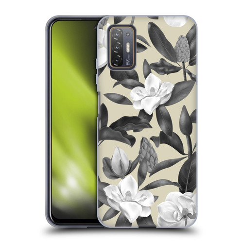 Anis Illustration Magnolias Grey Beige Soft Gel Case for HTC Desire 21 Pro 5G