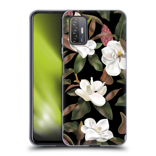 Anis Illustration Magnolias Pattern Black Soft Gel Case for HTC Desire 21 Pro 5G