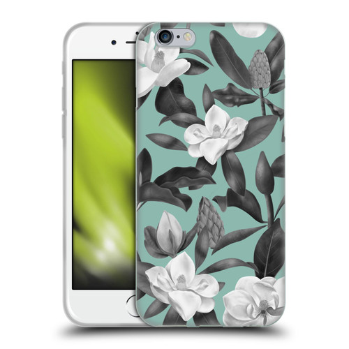 Anis Illustration Magnolias Grey Aqua Soft Gel Case for Apple iPhone 6 / iPhone 6s