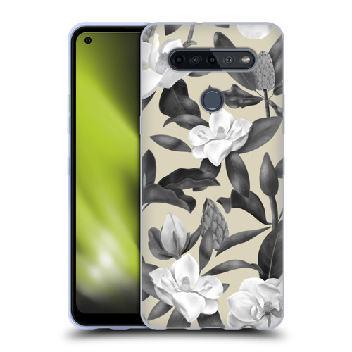 Anis Illustration Magnolias Grey Beige Soft Gel Case for LG K51S