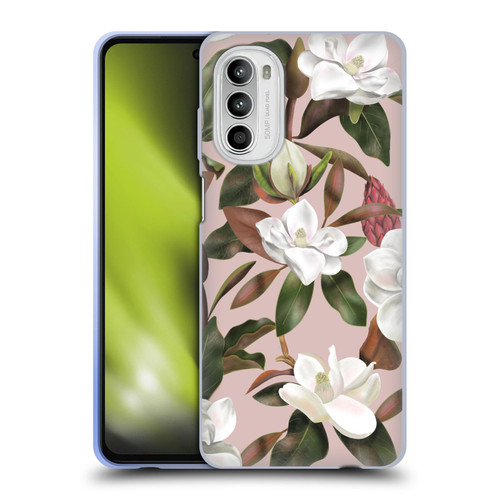 Anis Illustration Magnolias Pattern Light Pink Soft Gel Case for Motorola Moto G52