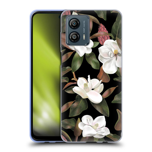 Anis Illustration Magnolias Pattern Black Soft Gel Case for Motorola Moto G53 5G