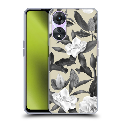 Anis Illustration Magnolias Grey Beige Soft Gel Case for OPPO A78 5G
