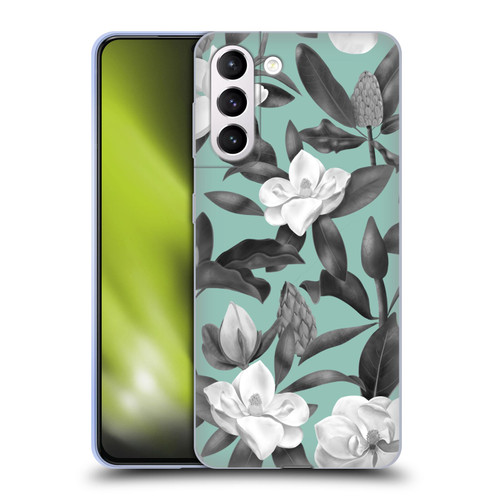 Anis Illustration Magnolias Grey Aqua Soft Gel Case for Samsung Galaxy S21+ 5G