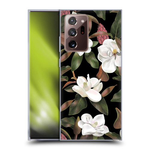 Anis Illustration Magnolias Pattern Black Soft Gel Case for Samsung Galaxy Note20 Ultra / 5G