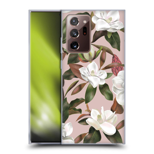 Anis Illustration Magnolias Pattern Light Pink Soft Gel Case for Samsung Galaxy Note20 Ultra / 5G