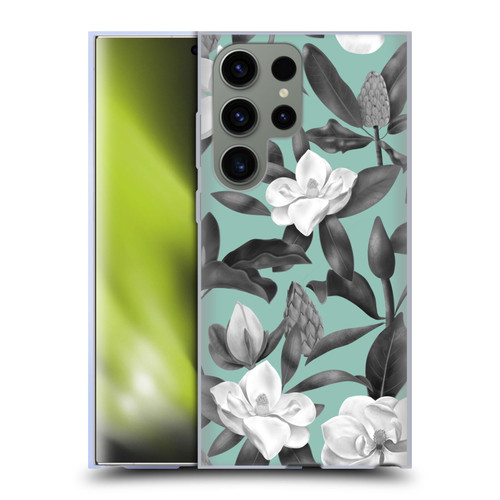 Anis Illustration Magnolias Grey Aqua Soft Gel Case for Samsung Galaxy S23 Ultra 5G