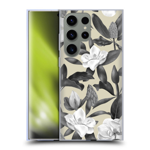 Anis Illustration Magnolias Grey Beige Soft Gel Case for Samsung Galaxy S23 Ultra 5G