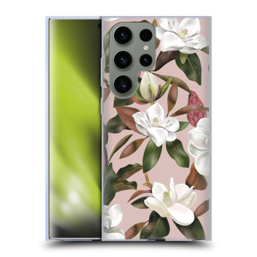 Anis Illustration Magnolias Pattern Light Pink Soft Gel Case for Samsung Galaxy S23 Ultra 5G
