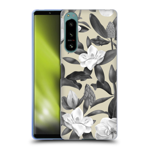 Anis Illustration Magnolias Grey Beige Soft Gel Case for Sony Xperia 5 IV