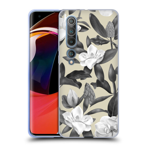 Anis Illustration Magnolias Grey Beige Soft Gel Case for Xiaomi Mi 10 5G / Mi 10 Pro 5G