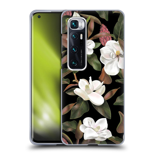 Anis Illustration Magnolias Pattern Black Soft Gel Case for Xiaomi Mi 10 Ultra 5G