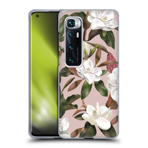 Anis Illustration Magnolias Pattern Light Pink Soft Gel Case for Xiaomi Mi 10 Ultra 5G