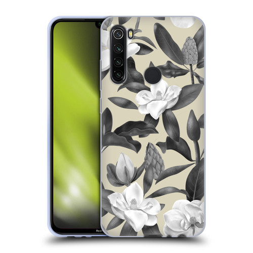 Anis Illustration Magnolias Grey Beige Soft Gel Case for Xiaomi Redmi Note 8T