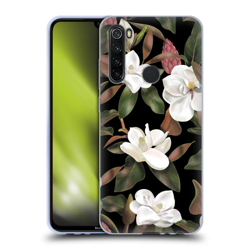 Anis Illustration Magnolias Pattern Black Soft Gel Case for Xiaomi Redmi Note 8T