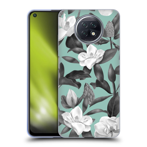 Anis Illustration Magnolias Grey Aqua Soft Gel Case for Xiaomi Redmi Note 9T 5G