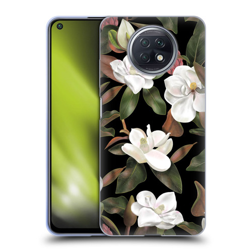 Anis Illustration Magnolias Pattern Black Soft Gel Case for Xiaomi Redmi Note 9T 5G