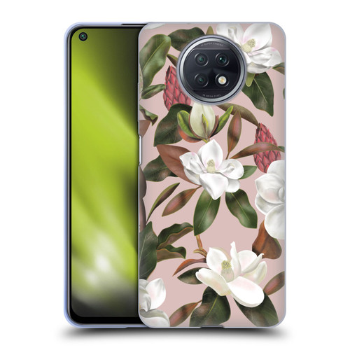 Anis Illustration Magnolias Pattern Light Pink Soft Gel Case for Xiaomi Redmi Note 9T 5G