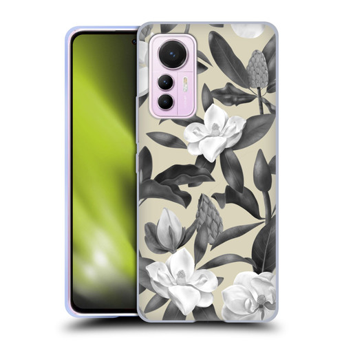 Anis Illustration Magnolias Grey Beige Soft Gel Case for Xiaomi 12 Lite