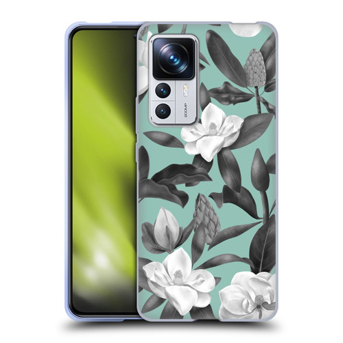 Anis Illustration Magnolias Grey Aqua Soft Gel Case for Xiaomi 12T Pro